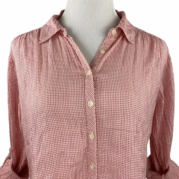 C&C California Raspberry Gingham Print Button Down Shirt - Picture 2 of 14